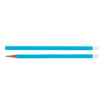 A Bright Blue pencil with a white eraser end.