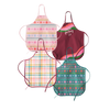Multicolored holiday aprons. Apron that says 
