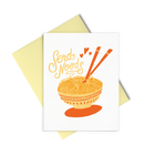 Send Noods is a cute greeting card with a bowl of noodles and a yellow envelope.