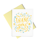Thank You Floral is a thank you card with yellow text and a yellow envelope.