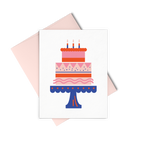 Party Cake is a cute birthday card of a red and pink cake with a pink envelope.