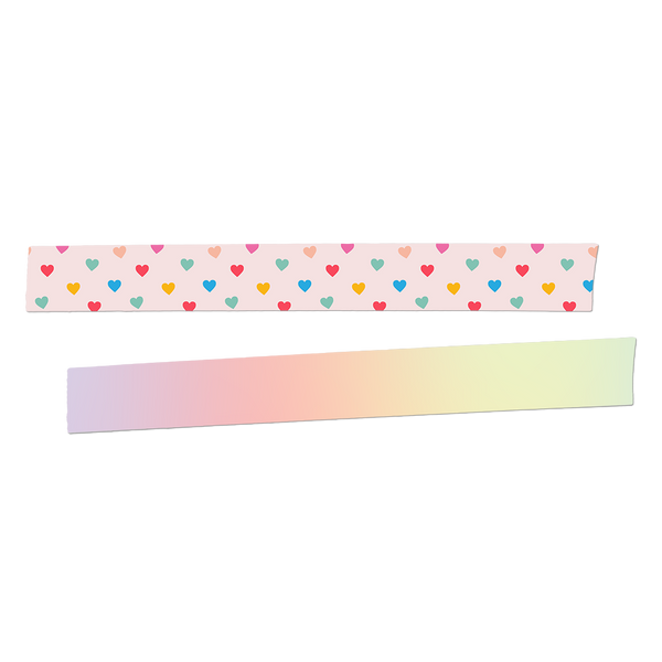 PInk washi tape with rainbow hearts and a rainbow ombre washi tape