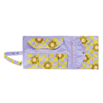 Opened light violet and green checker with flowers pattern tootsie roll.