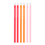 Six-pack of colorful pencils in coral, orange, and blush pink.
