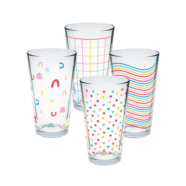 Peppy People Drinking Glasses - 2 Patterns - Cute Kitchen