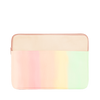 Daybreak Laptop Sleeve is a cute laptop case in pastel rainbow gradient with peach trim in 13 inch size.