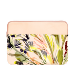 Lush Laptop Sleeve is a cute laptop case in abstract tropical floral and peach print and 15 inch size.