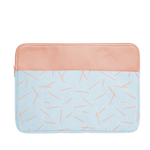 Pixie Sticks Canvas Laptop Sleeve is a cute laptop sleeve in light denim with peach pixie sticks pattern in 15 inch size.