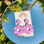 Dangle lilac daisy earrings.