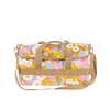 Barrel shaped tote with multi color flowers 