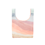 Multicolored, pastel, medium-sized  tote bag with diagonal abstract lines.