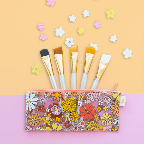 Wholesale Floral Floral Canvas Fabric Pencil Pouch Small Cosmetic