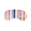 a periwinkle weighted eye mask with purple, blue, pink, and coral stripes 