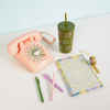 Kaleidoscope pastel color floral notepad with smiley 