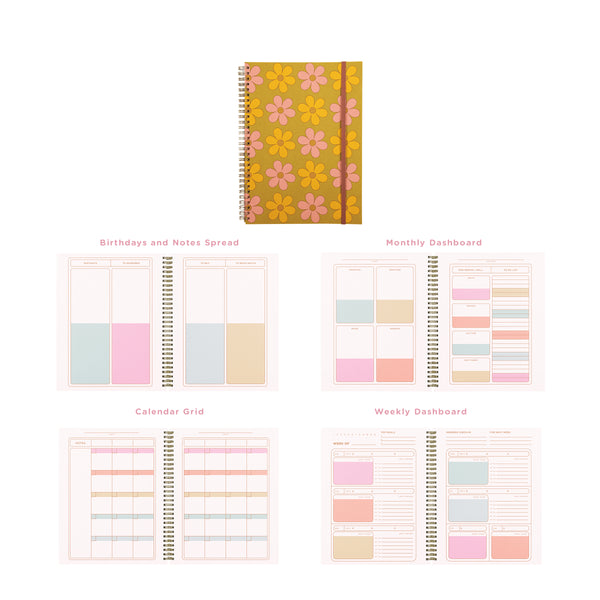 Undated Perpetual Planner - Color Block Daisy
