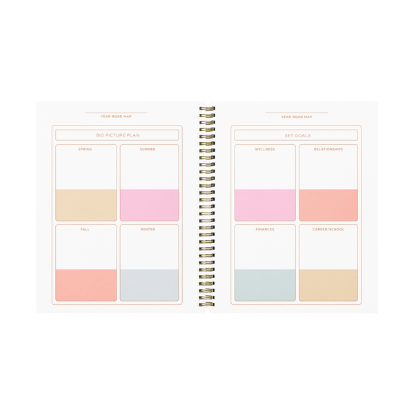 Undated Perpetual Planner - Color Block Rainbow Wave