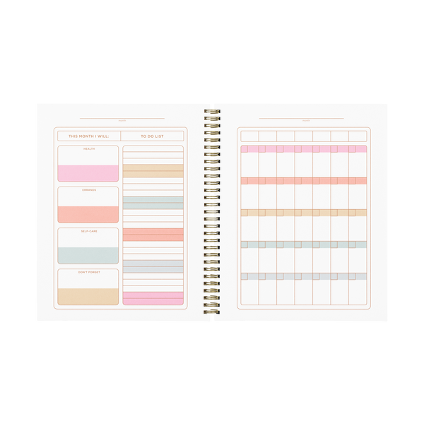 Undated Perpetual Planner - Color Block Rainbow Wave