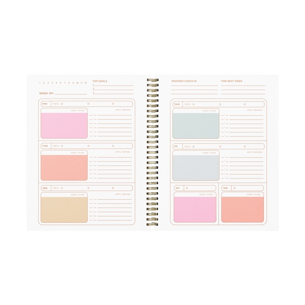 Undated Perpetual Planner - Color Block Rainbow Wave