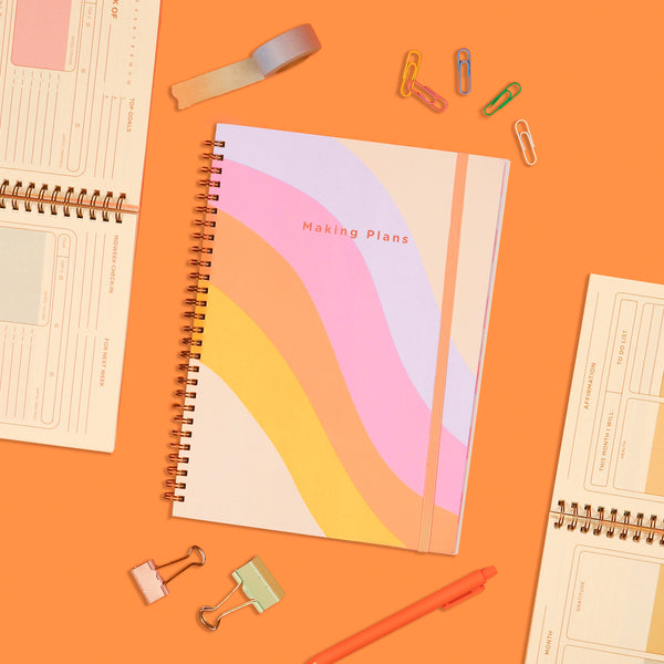 Undated Perpetual Planner - Color Block Rainbow Wave