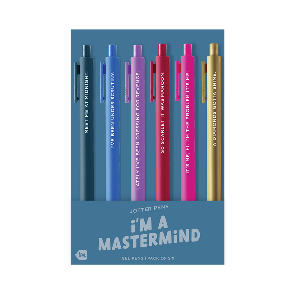 This vibrant 6-pen set is inspired by Taylor Swift lyrics, with quotes like “It’s me. Hi. I’m the problem, it’s me.” and “Meet me at midnight.” Each gel pen writes smoothly with quick-dry ink—perfect for journaling, note-taking, or gifting to your favorite Swiftie.