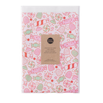 Christmassy giftwrap in pastel mint green and pink candies