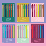 All 6 pack jotters displayed on a periwinkle and pink background