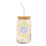 Can Glass w/ Lid + Straw
