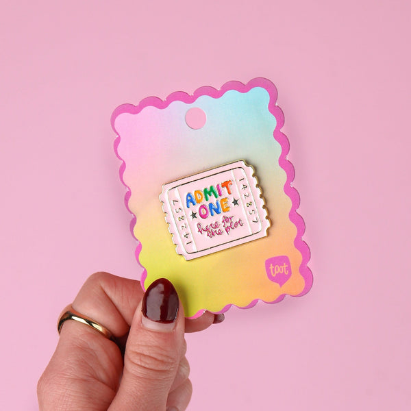 admit one enamel pin