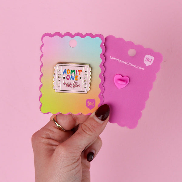 admit one enamel pin
