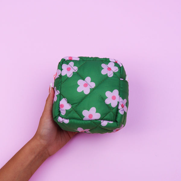 Daisy Dot Green Puffy Mod Pouch