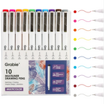 Waterproof Assorted Colors Multiline Drawing Pen Set of 10