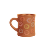 Brown colorful smiley faces around diner mug