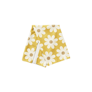 A super absorbent kitchen towel. This towel is in a retro white daisy flower print with a dark yellow background. The measurements for this kitchen towel is 18"W X 24'H.