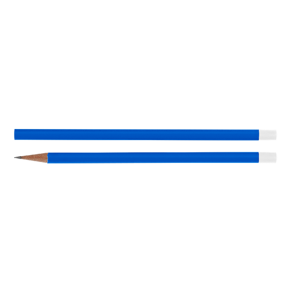 A Royal Blue pencil with a white eraser end.