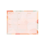 10.5"x8" tearaway notepad with the Moonscape pattern bordered around a cream color rectangle. Inside the rectangle is the days of the week insdie individual boxes, and boxes for notes, lists, etc. 