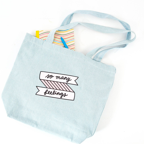 Canvas Daily Grind Tote - Cute Tote Bag - Talking Out of Turn Overcast - Eyeballs