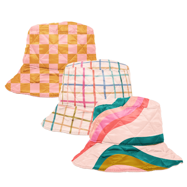 Women's Reversible Cotton Plaid Bucket Hat - Outdoor Sun Cap, One Size