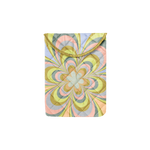 Puffy folder over laptop sleeve with pastel color kaleidoscope floral pattern.