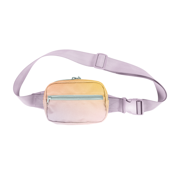 Pastel color with a lilac strap small hip bag 