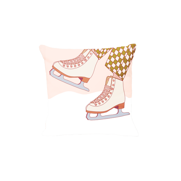 Cuddlebug with ice skates. Pillow with ice skates drawing. 