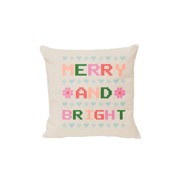 "Merry and Bright" holiday pillow