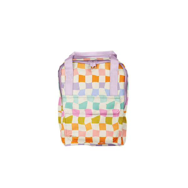 Colorful checkers pattern mini backpack.