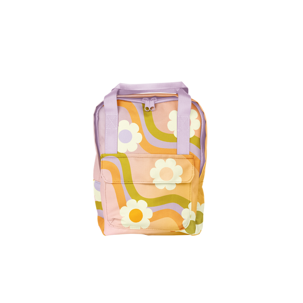Colorful wavy daisy pattern mini backpack.