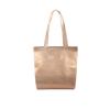 A gold-metallic colored tote bag. Medium sized.