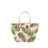 Cute handbag in blush pink with green fern pattern.