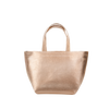 Cute handbag in metallic gold with short handles.
