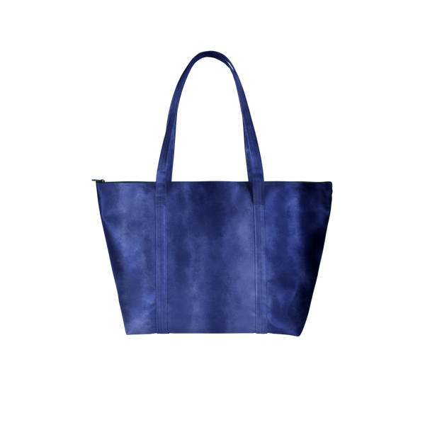 Cute tote bag in indigo gradient pattern.