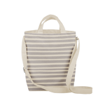 cute natural canvas tote bag with gray stripes and adjustable straps