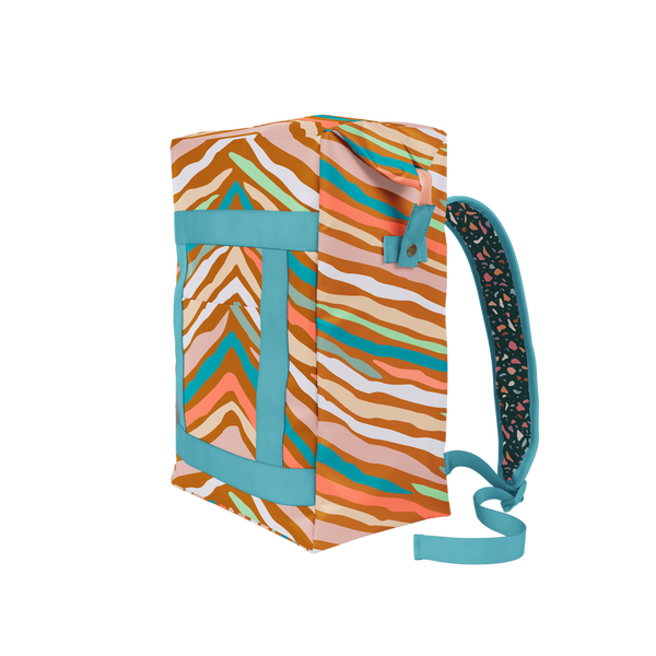 cute tan striped cooler backpack.