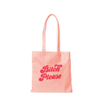 Medium peach canvas tote with coral bitch please text